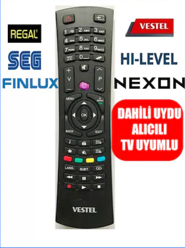 Vestel Hi-Level Regal Finlux Led Uydu Alıcılı TV kumandas MOR TUŞ ürün görseli 1