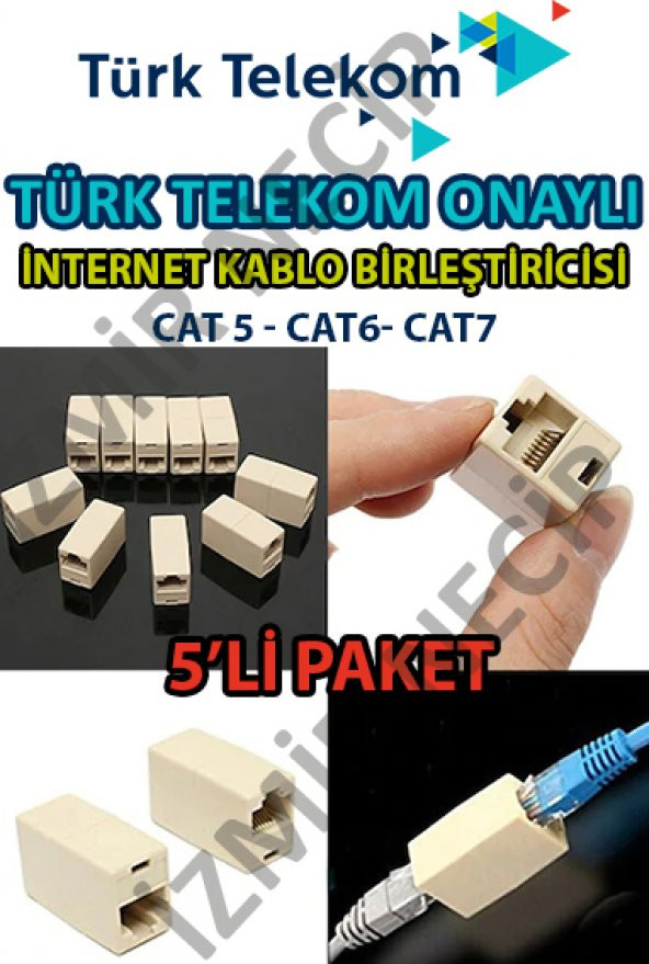 5 adet İNTERNET KABLOSU UZATMA BİRLEŞTİRME JAKI APARATI KALİTELİ ürün görseli 1