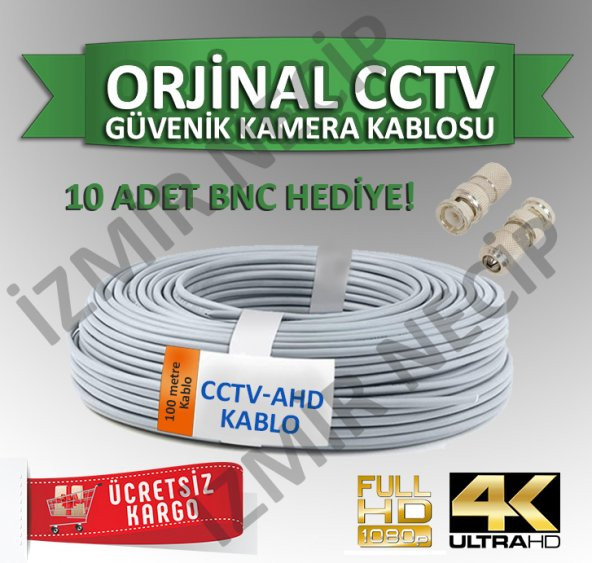 100 METRE 2+1 0,22MM KAMERA KABLOSU+10 ADET BNC HEDİYELİ ürün görseli 1