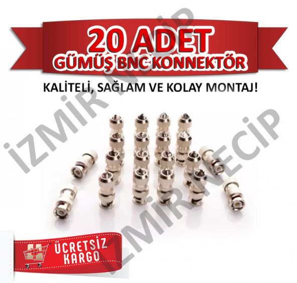 AHD KAMERA GÜVENLİK SİSTEMLERİ KABLO UCU JAKI 20Lİ EKO PAKETTE ürün görseli 1