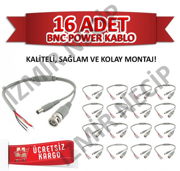 16 LI BNC-POWER KAMERA MONTAJ SETİ EKONOMİK PAKET ÜCRETİSİZ KARGO ürün görseli 1