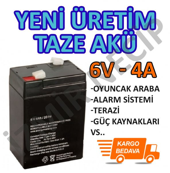 6 VOLT 4 AMPER KURU TİP AKÜ OYUNCAK ARABA IŞILDAK TERAZİ TARTI ürün görseli 1
