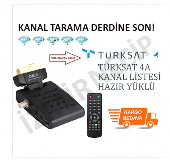 NCPLİNE MİNİ SCART UYDU ALICI TÜRKSAT 4A UYUMLU KANALLAR YÜKLÜ SIRALI ürün görseli 1