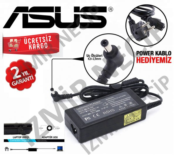 DİZÜSTÜ BİLGİSAYAR İÇİN 19 VOLT 4.74 AMPER ADAPTÖR ASUS UYUMLU ürün görseli 1