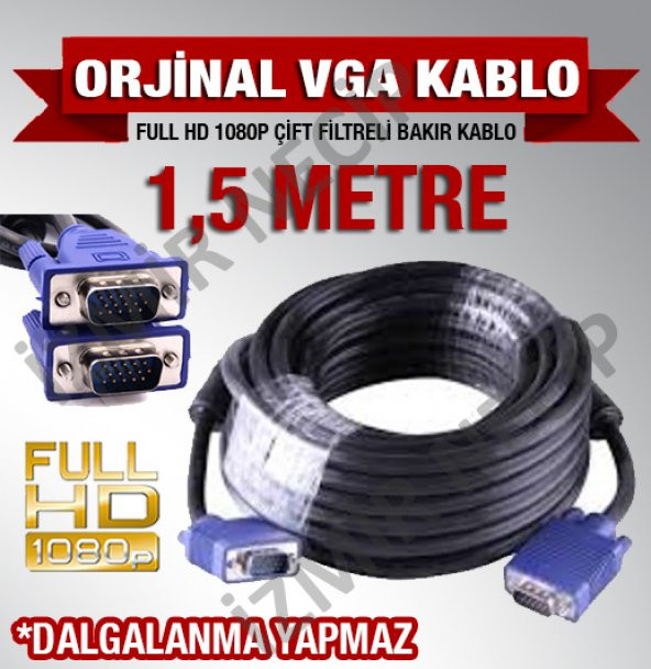 NCPLİNE 1.5 METRE PROJEKSİYON KABLOSU (VGA) ürün görseli 1