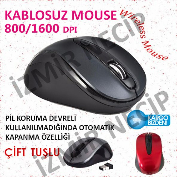 1600 DPI 1600DPI 2.4GHZ WIRELESS OPTIK KABLOSUZ MOUSE MAUS ürün görseli 1