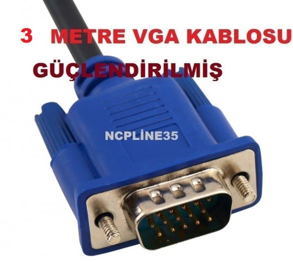 NCPLİNE 3 METRE 3MT VGA GWA PROJEKSİYON TELEVİZYON BİLGİSAYAR KABLOSU ürün görseli 1