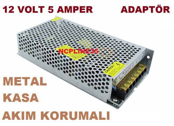 NCPLİNE 12 VOLT 5 AMPER METAL KASA ADAPTÖR ÇEVİRİCİ ŞARJ CİHAZI 5000Ah ürün görseli 1