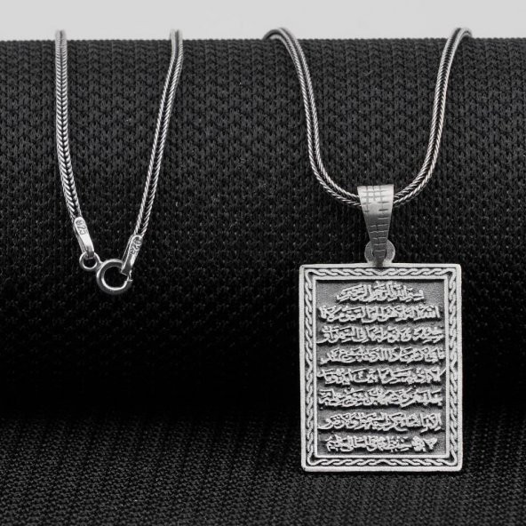 925 Ayar Gümüş Ayetel Kursi Kolye ürün görseli 1