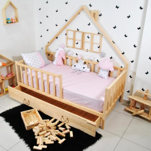 Markaawm Montessori Çocuk Yatak Çekmeceli 90X190 Karyola Yağmur ürün görseli 1