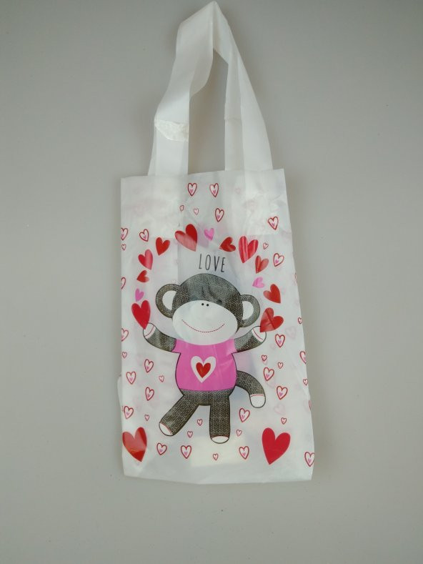HEDİYE ÇANTASI İNCE PLASTİK MAYMUNLU 13CM X 21CM ürün görseli 1