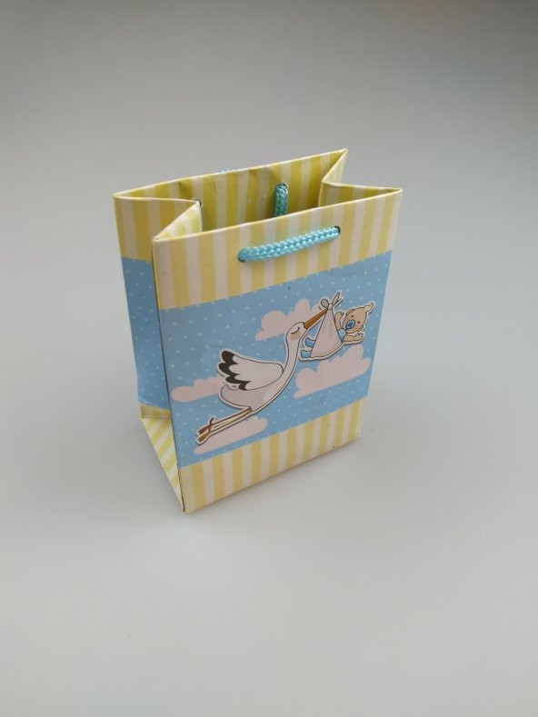 KARTON ÇANTA LEYLEKLİ MAVİ 8CM X 11CM ürün görseli 1