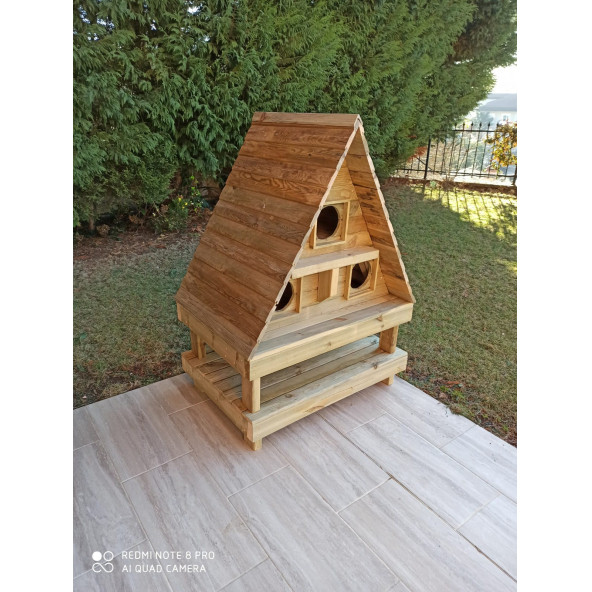 Ahşap Kedi Evi Üçgen Çatı - Resim 6