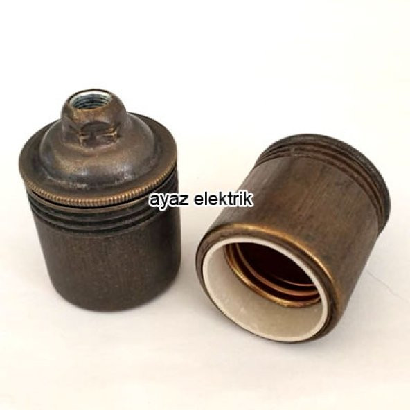 Düz Eskitme Metal E27 Duy Dekoratif Standart Avize Ampul Duyu ürün görseli 1