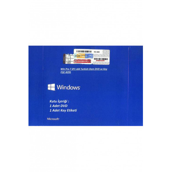 PTTAVM: Microsoft Windows 7 Pro Türkçe Oem İşletim Sistemi (64 Bit