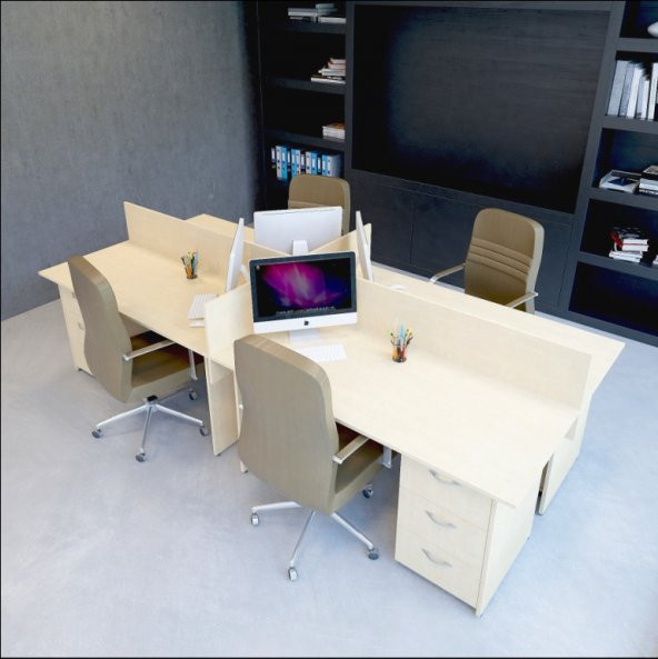 VENA Nil Workstation Dörtlü Çalışma Masa 320cm x 140cm x 115h ürün görseli 1