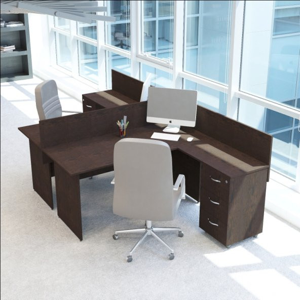 VENA Nil L Workstation İkili Çalışma Masa 3 Panelli - Resim 3