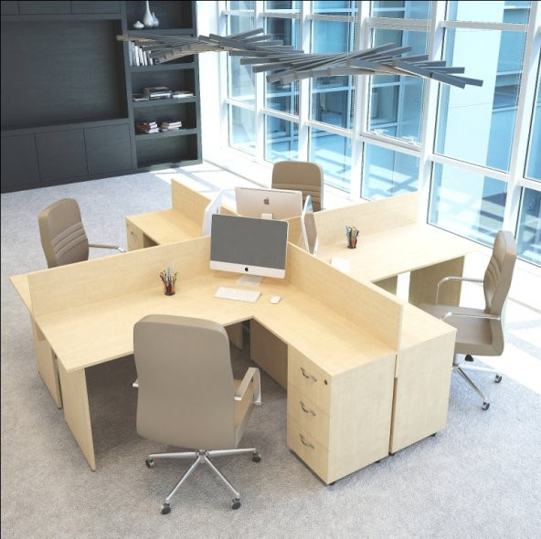 VENA Nil L Workstation Dörtlü Çalışma Masa 320cm x 300cm x 115h ürün görseli 1