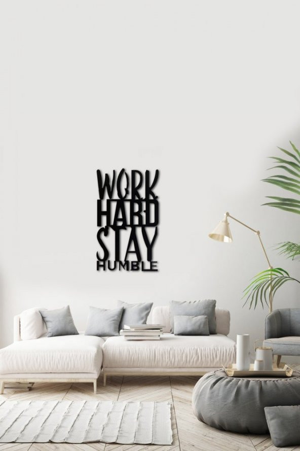 Angemiel Home Work Hard Metal Duvar Tablo - Resim 2
