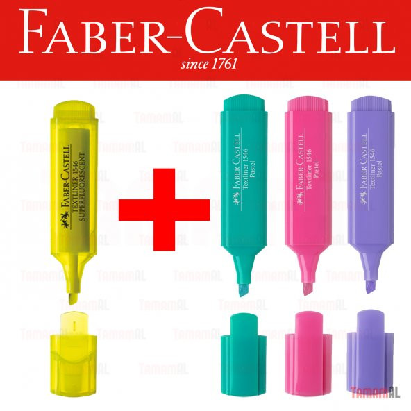 FABER CASTELL PASTEL FOSFORLU KALEM SARI PEMBE YEŞİL MOR 3+1 1546 ürün görseli 1