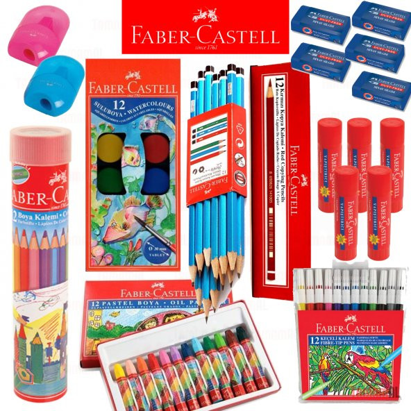 FABER CASTELL İLK ORTA OKUL SETİ KALİTELİ ÇANTA BOYA KALEM BOYA ürün görseli 1