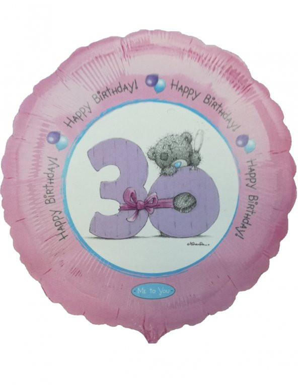 FOLYO BALON 30 YAŞ PEMBE AYICIKLI 18 D.Ü 15TL ürün görseli 1