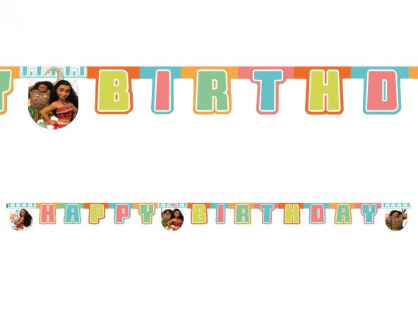 MOANA HAPPY BİRTHDAY BANNER 1.95M ürün görseli 1