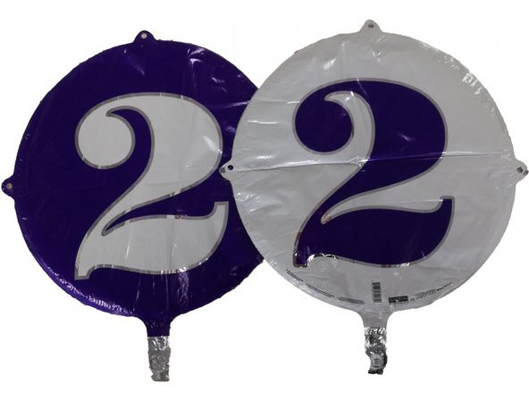FOLYO BALON RAKAM 2 ÇİFT TARAFLI MOR-BEYAZ 18 - PAKETTE 1 ADET ürün görseli 1