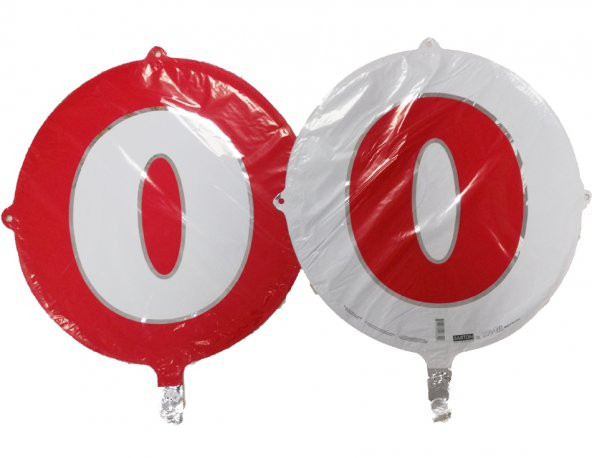 FOLYO BALON RAKAM 0 ÇİFT TARAFLI KIRMIZI-BEYAZ 18 - PAKETTE 1 ADET (DÜ 15TL) ürün görseli 1