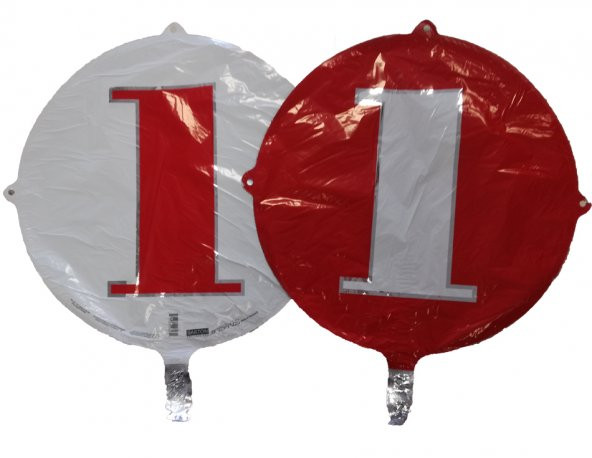 FOLYO BALON RAKAM 1 ÇİFT TARAFLI KIRMIZI-BEYAZ 18 - PAKETTE 1 ADET (DÜ 15TL) ürün görseli 1
