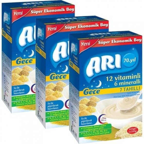 ARI MAMA SÜTLÜ GECE 7 TAHILLI 500 GR X 3 ADET ürün görseli 1