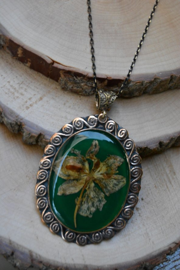 STONEAGE JEWELLERY Gerçek Çiçeklerden Tasarım Bayan Kolye ürün görseli 1
