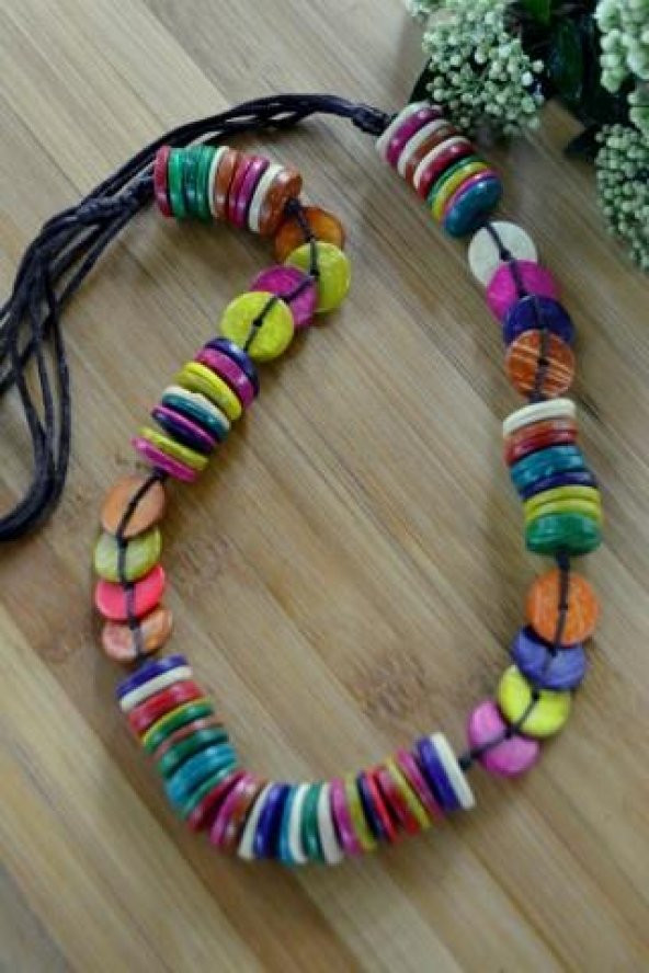 STONEAGE JEWELLERY Tahta Boncuklu Tasarım Bayan Kolye ürün görseli 1