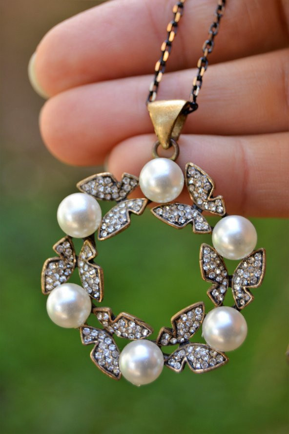 STONEAGE JEWELLERY İncili Kelebek Bayan Kolye ürün görseli 1