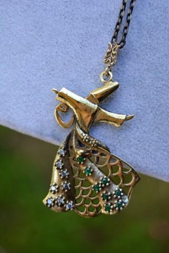 STONEAGE JEWELLERY Kök Zümrüt Taşlı Semazen Bayan Kolye ürün görseli 1