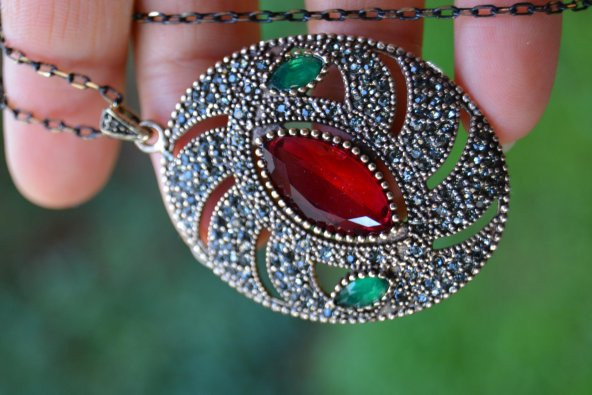 STONEAGE JEWELLERY Kök Yakut Taşlı Otantik Kolye ürün görseli 1