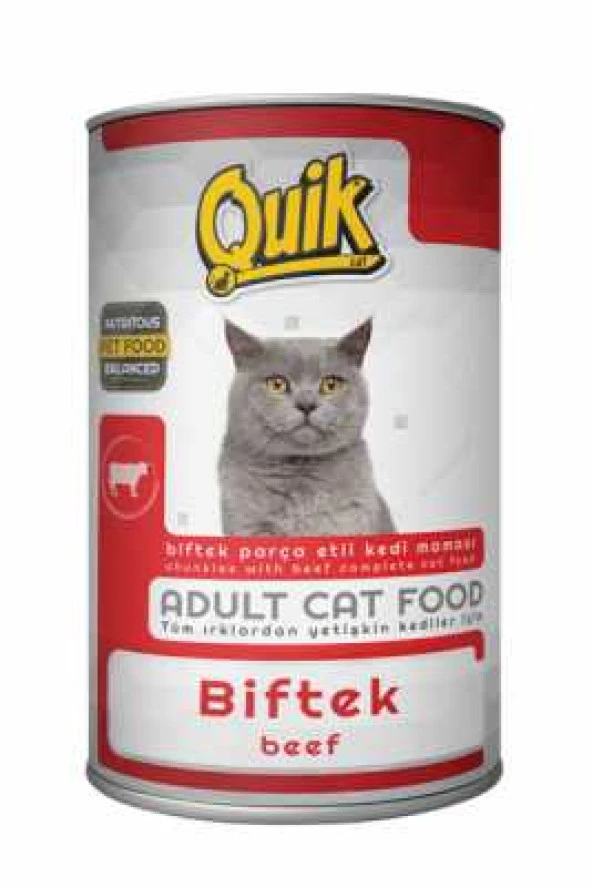 Quik Kedi 415 gr Biftekli Konserve skt: 08/2028 ürün görseli 1