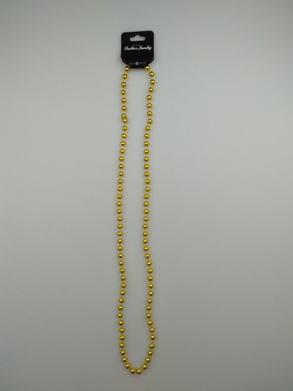 PARTİ KOLYE BONCUK 80CM GOLD METALİK ürün görseli 1