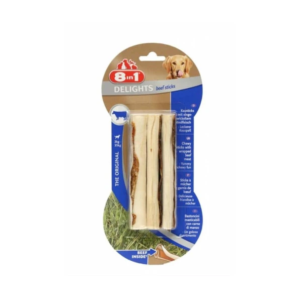 8 in 1 Beef Delight Sticks 75 gr Köpek Ödül Kemiği skt: 12/2027 ürün görseli 1