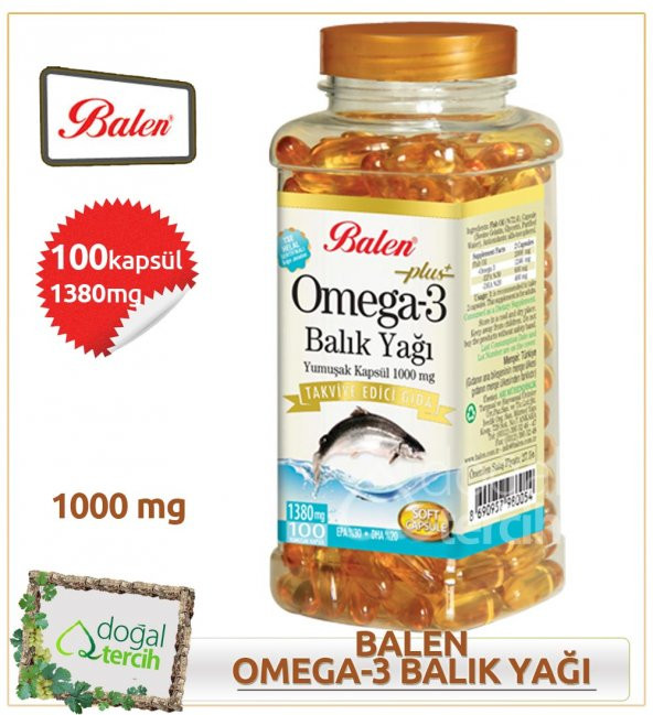 2 Adet x Balen Omega 3 Balık Yağı 100 Yumuşak Kapsül 1000 mg ürün görseli 1
