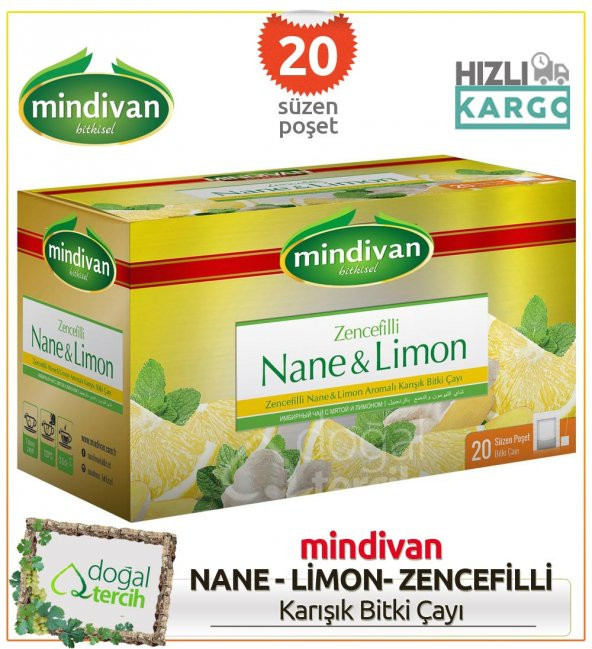 Mindivan Nane Limon Aromalı Zencefilli Karışık Bitki Çayı ürün görseli 1