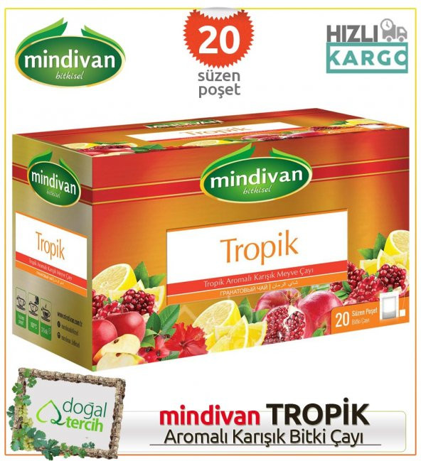 Mindivan Tropik Aromalı 20 li Süzen Poşet Bitki Çayı ürün görseli 1