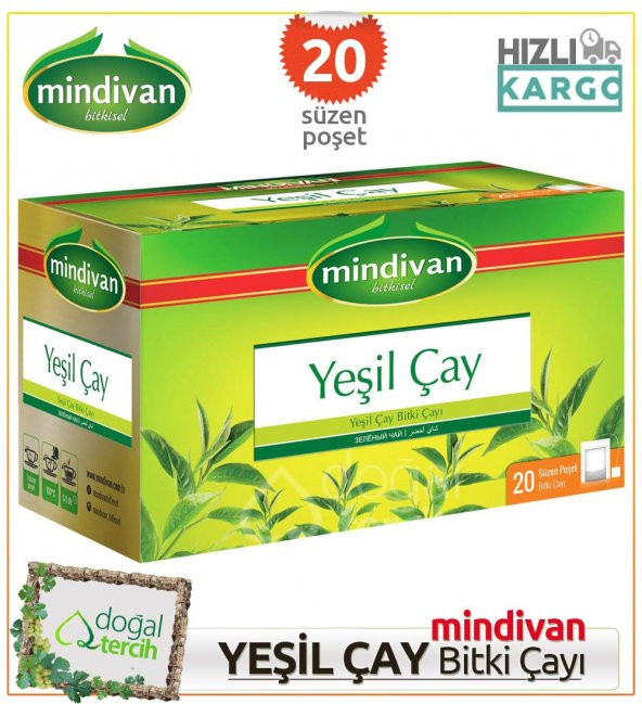 Mindivan Yeşil Çay 20 li Süzen Poşet Bitki Çayı ürün görseli 1