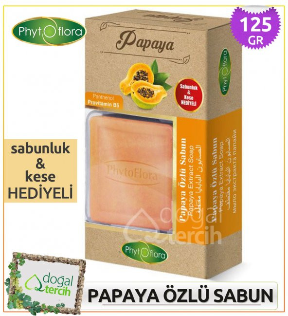 Phytoflora Papaya Özlü Sabun (Sabunluk ve Kese Hediyeli!) ürün görseli 1