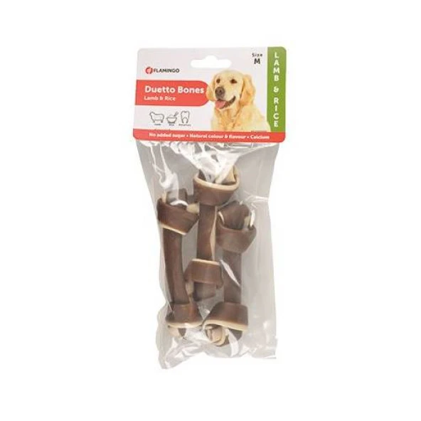 Flamingo Duetto Kuzu ve Pirinçli Köpek Ödül Kemik  Medium 3 lü 120gr Skt 04/2027 ürün görseli 1