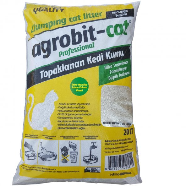 Agrobit cat Kedi Kumu 20LT Marsilya Sabun Kokulu Doğal bentonit En iyi kedi bakımı ve fiyat ürün görseli 1