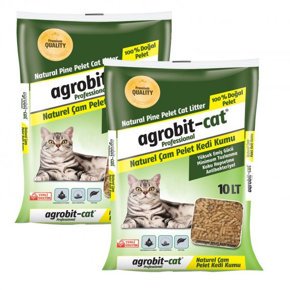 Agrobit Cat Pellet Çam Peleti Kedi Kumu 2X10 Lt Pelet En İyi Kedi Bakımı Ve Fiyat ürün görseli 1