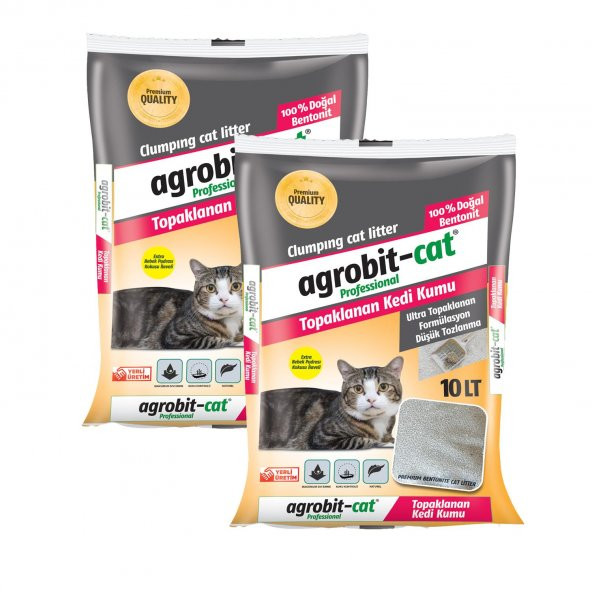 Agrobit cat Kedi Kumu 2x10LT Bebe Pudrası Kokulu Doğal bentonit En iyi kedi bakımı ve fiyat ürün görseli 1
