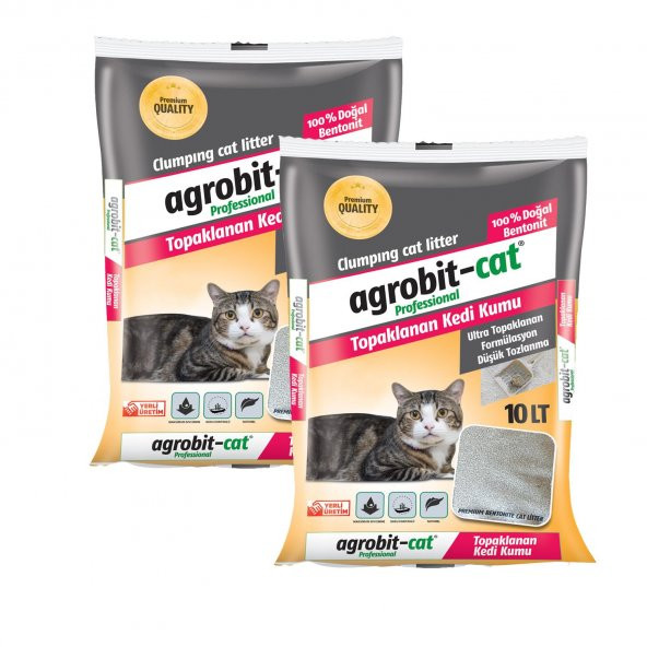 Agrobit cat Kedi Kumu 2x10LT Kokusuz Doğal bentonit En iyi kedi bakımı ve fiyat ürün görseli 1