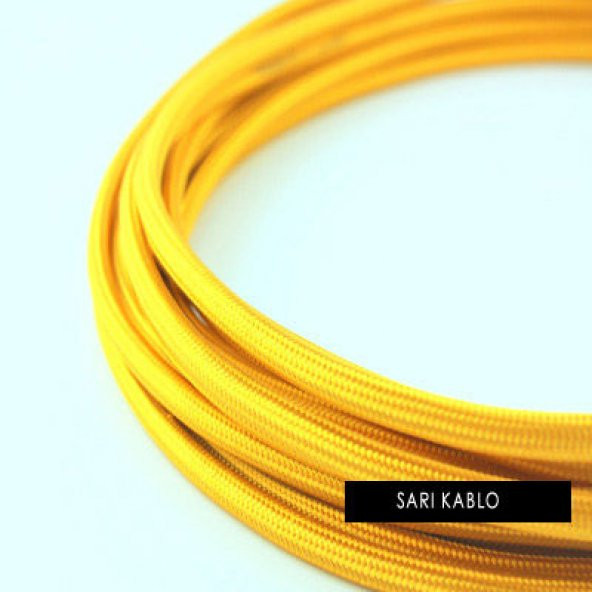 2x0,50mm Açık Sarı Renkli Dekoratif Örgülü Kumaş Kablo, 5 Metrelik Paket ürün görseli 1